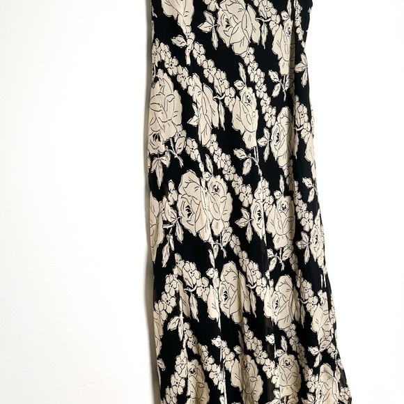 Ann Taylor Silk Floral Midi Fall Black Tan Skirt - Picture 7 of 10